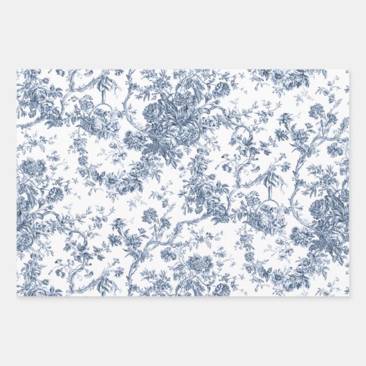 Floral Toile-Grey, Pink, Blue Inpakpapier Vel (Voorkant 3)