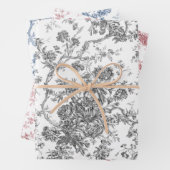 Floral Toile-Grey, Pink, Blue Inpakpapier Vel (In situ)