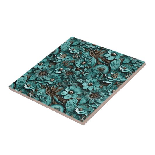 Floral Tooled Leather Tegel Tegeltje (Zijkant)