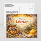 Floral Tools Happy Labor Day Feestdagenkaart (Voorkant / Achterkant)