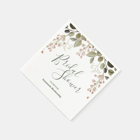 Floral Top Border Vrijgezellenfeest Green Sjabloon Servet (Hoek)