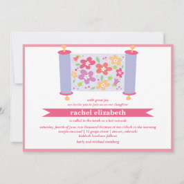 Floral Torah Bat Mitzvah Kaart
