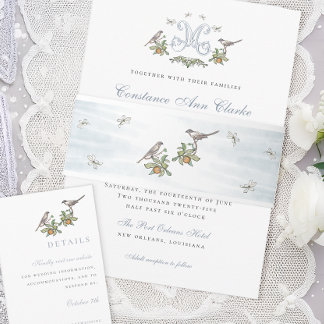 Floral Tortelduifjes Belly Band Uitnodigingen Wikkel