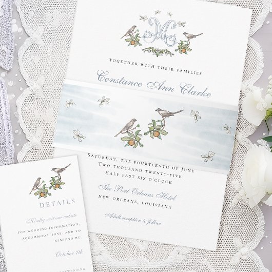 Floral Tortelduifjes Belly Band Uitnodigingen Wikkel