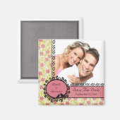 Floral Tortelduifjes foto Save the Date Magnet (Voorkant / Achterkant)