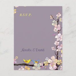 Floral Tortelduifjes Wedding RSVP Uitnodiging Briefkaart