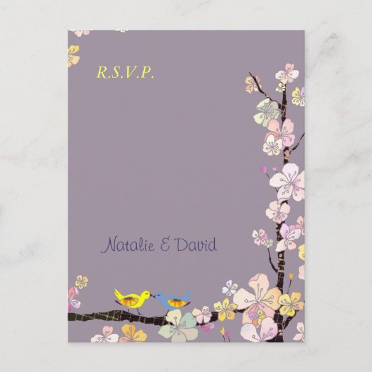 Floral Tortelduifjes Wedding RSVP Uitnodiging Briefkaart (Voorkant)