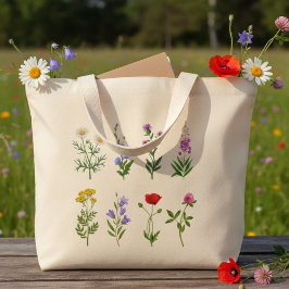 Floral tote bag, canvas tote bag with wildflowers