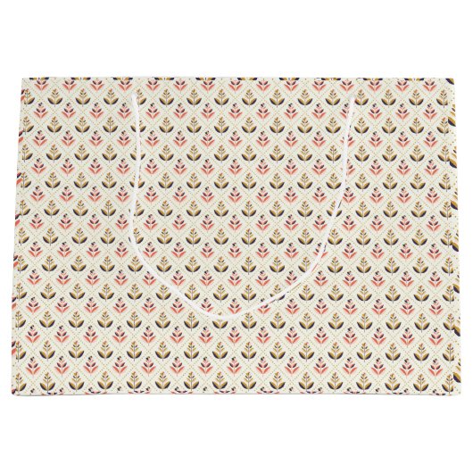 Floral tote bag design with beige background  groot cadeauzakje (Voorkant)