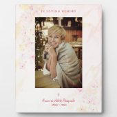Floral Traditional & Elegant Roze Foto Funeral Fotoplaat (Voorkant)