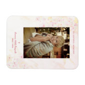 Floral Traditional & Elegant Roze Foto Funeral Magneet (Horizontaal)