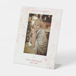 Floral Traditional & Elegant Roze Foto Funeral Reclamebord Met Voetstuk