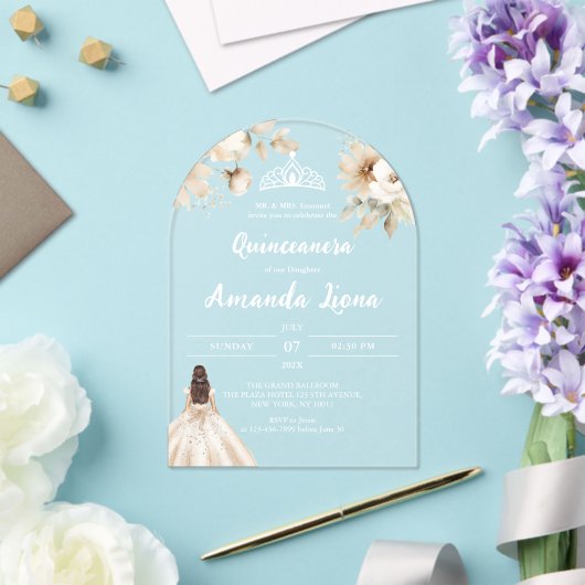 Floral Transparant Acryl Quinceañera Acryl Uitnodigingen (Insitu (Huwelijk))