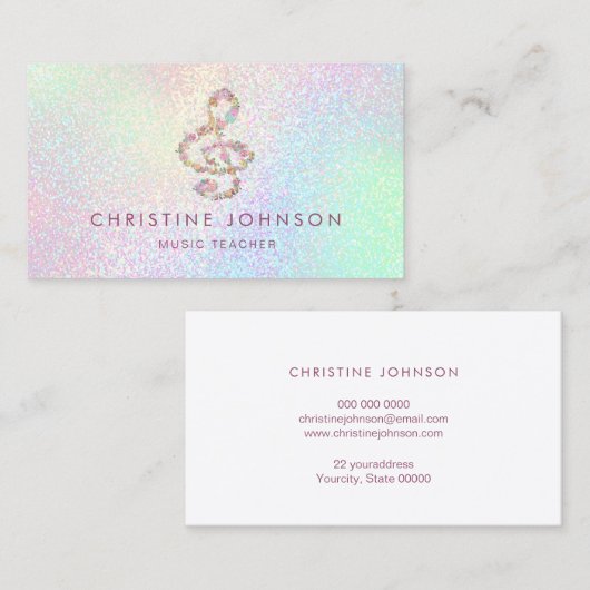 Floral Treble Clef Muziekleraar Visitekaartje (Voorkant / Achterkant)