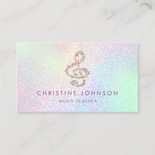 Floral Treble Clef Muziekleraar Visitekaartje (Voorkant)