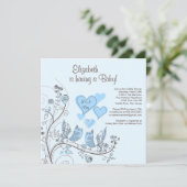Floral Tree Birds Boy Baby shower Invitation Kaart (Staand voorkant)