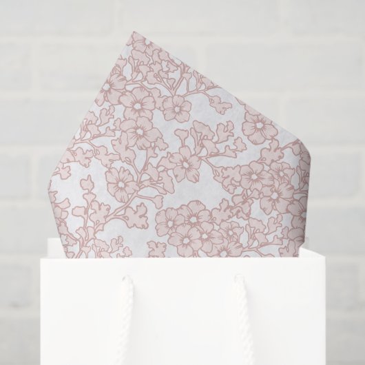 Floral Trellis Peach - White Tissuepapier (Cadeauzakje)