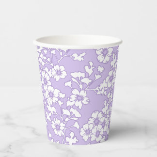 Floral Trellis White - Purple Papieren Bekers