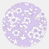 Floral Trellis White - Purple Ronde Sticker (Voorkant)