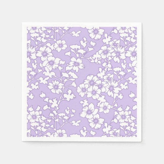 Floral Trellis White - Purple Servet (Voorkant)