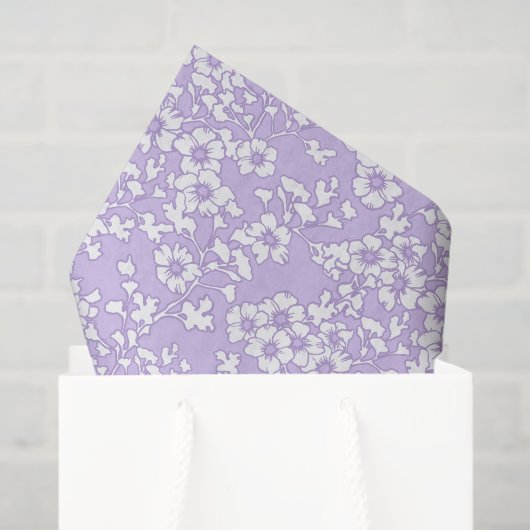 Floral Trellis White - Purple Tissuepapier (Cadeauzakje)