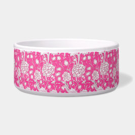 Floral Trendy Bright Roze en Wit Voerbakje