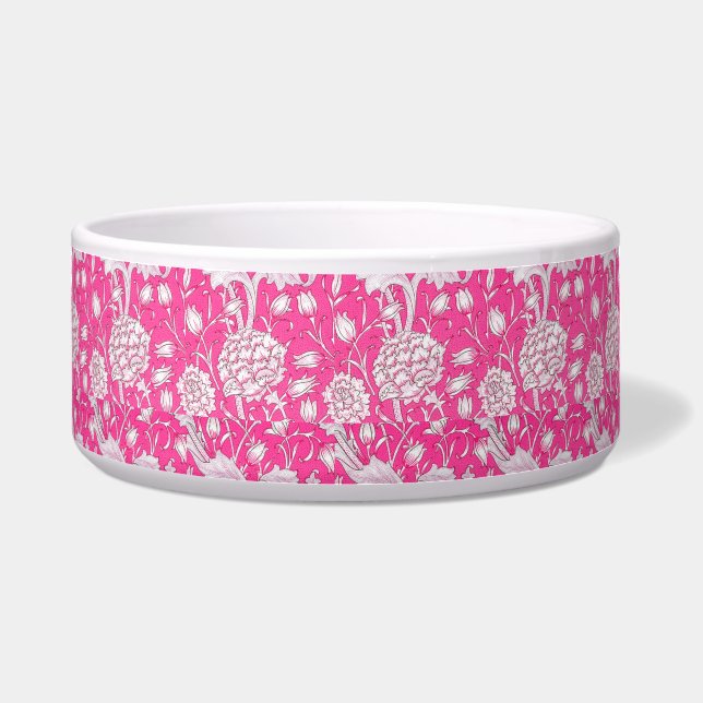  Floral Trendy Bright Roze en Wit Voerbakje (Voorkant)