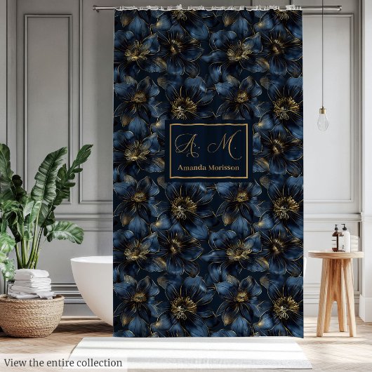 Floral Trendy Elegant Bathroom Art Curtain Douchegordijn