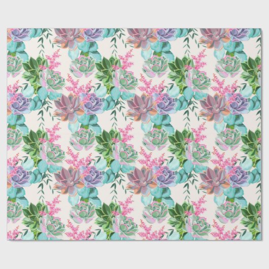 Floral Trendy Elegant Modern Wrapping Paper Cadeaupapier (Vlak)