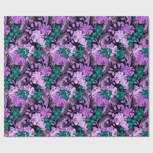 Floral Trendy Elegant Modern Wrapping Paper Cadeaupapier (Vlak)