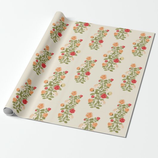 Floral Trendy Elegant Modern Wrapping Paper Cadeaupapier (Uitgerold)