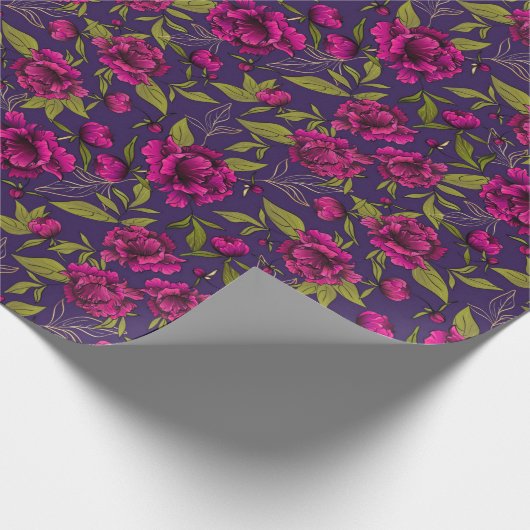 Floral Trendy Elegant Modern Wrapping Paper Cadeaupapier (Hoek)