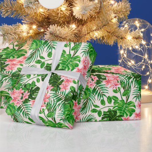 Floral Trendy Elegant Modern Wrapping Paper Cadeaupapier (Feestdagen)