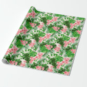 Floral Trendy Elegant Modern Wrapping Paper Cadeaupapier (Uitgerold)