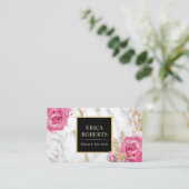  Floral Trendy Gold Marble Makeup Artist Visitekaartje (Staand voorkant)