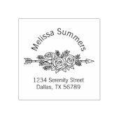 Floral Tribal Arrow, Roos Flowers Arch Address Rubberstempel (Afrduk)