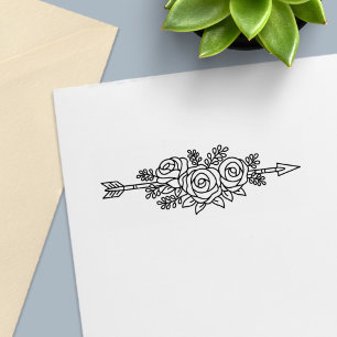 Floral Tribal Arrow, Roos Flowers Posy 3 Zelfinktende Stempel