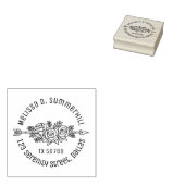 Floral Tribal Arrow, Roos Flowers Round Address V2 Rubberstempel (Gestempeld)