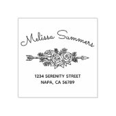 Floral Tribal Arrow, Rose Flowers Address 6 Rubberstempel (Afrduk)
