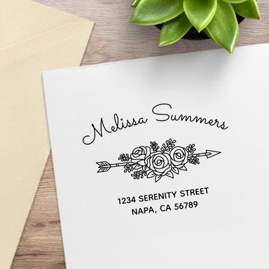 Floral Tribal Arrow, Rose Flowers Address 6 Rubberstempel