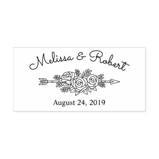 Floral Tribal Pijl sparen de Datum Weddenschap Zelfinktende Stempel (Design)