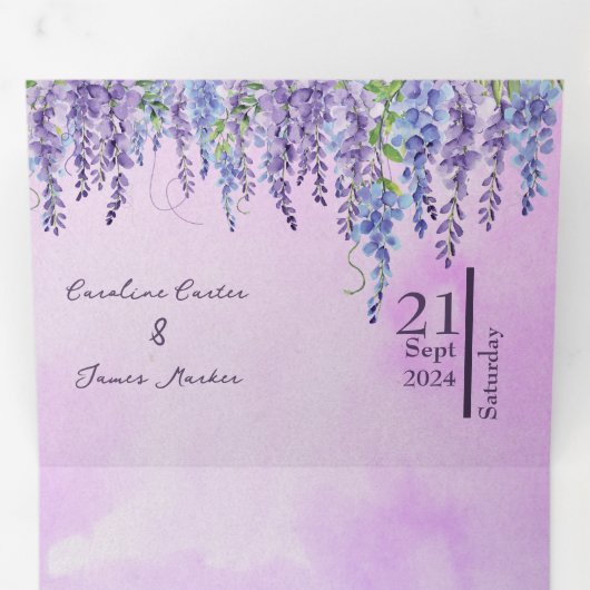 Floral Trifold Letter Fold Wedding Uitnodiging (Binnenzijde eerst)