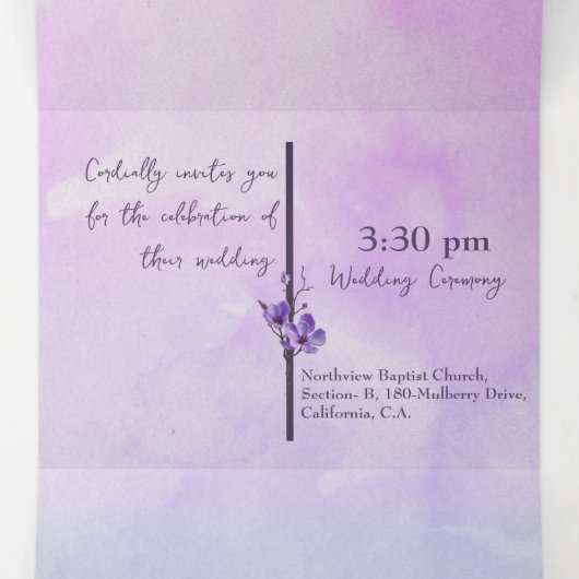 Floral Trifold Letter Fold Wedding Uitnodiging (Binnenkant midden)