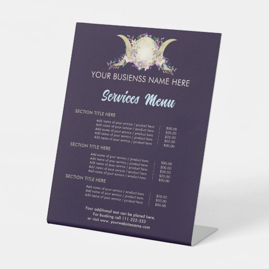 Floral Triple Moon - Triple Goddess Reclamebord Met Voetstuk (Voorkant)