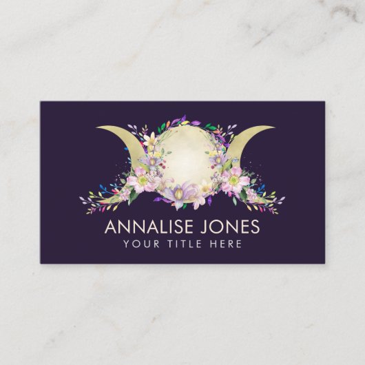 Floral Triple Moon - Triple Goddess Visitekaartje (Voorkant)