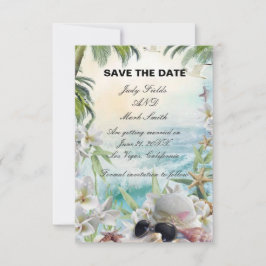 Floral Tropical Beach Bruiloft Save The Date Kaart