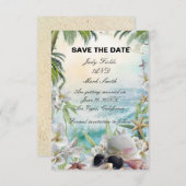 Floral Tropical Beach Bruiloft Save The Date Kaart (Voorkant / Achterkant)