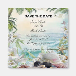 Floral Tropical Beach Bruiloft Save The Date Magneet