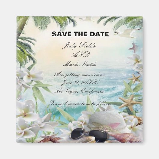 Floral Tropical Beach Bruiloft Save The Date Magneet (Voorkant)