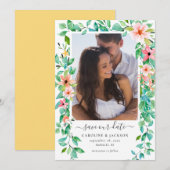 Floral Tropical Beach Foto Save the Date Kaart (Voorkant / Achterkant)